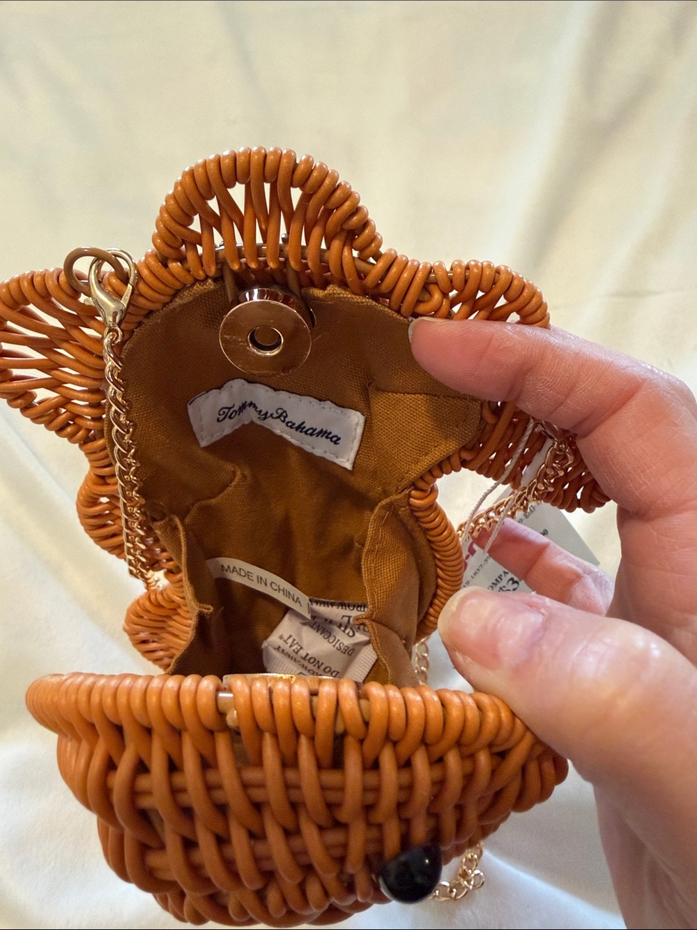 Tommy Bahama Woven Seahorse Crossbody Bag in Natural Tan - Picture 4 of 5